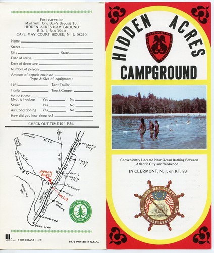 HIDDEN ACRES CAMPGROUND - Route 83 Clermont NJ - Vintage 1976 Brochure - Picture 2 of 3