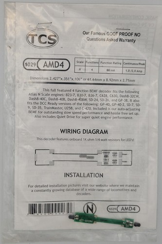 Train Control Systems 1029 AMD4 Atlas Micro Drop In 4 Funciones Escala Decodificador | Zustand: New