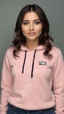 Pink By Victoria's Secret Light Pink Polar Fleece Hooded Sweatshirt Women's Sz M