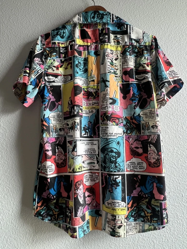 Just Attitude Comic book Strip Cartoon Button Front collared Shirt Size Small - Image 2 of 4