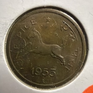1953 India One Pice Coin T100