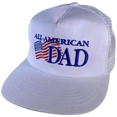 All-American DAD Hat Vintage 90s USA White Trucker Signatures Brand Cap NICE!