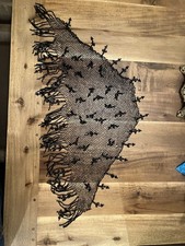 Antique Victorian Black Beaded Jet Headscarf Collar Caplet 26 x13