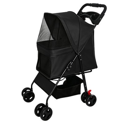 Foldable Pet Stroller for Small Dogs and Cats Under 28 lbs with Multi-Functional