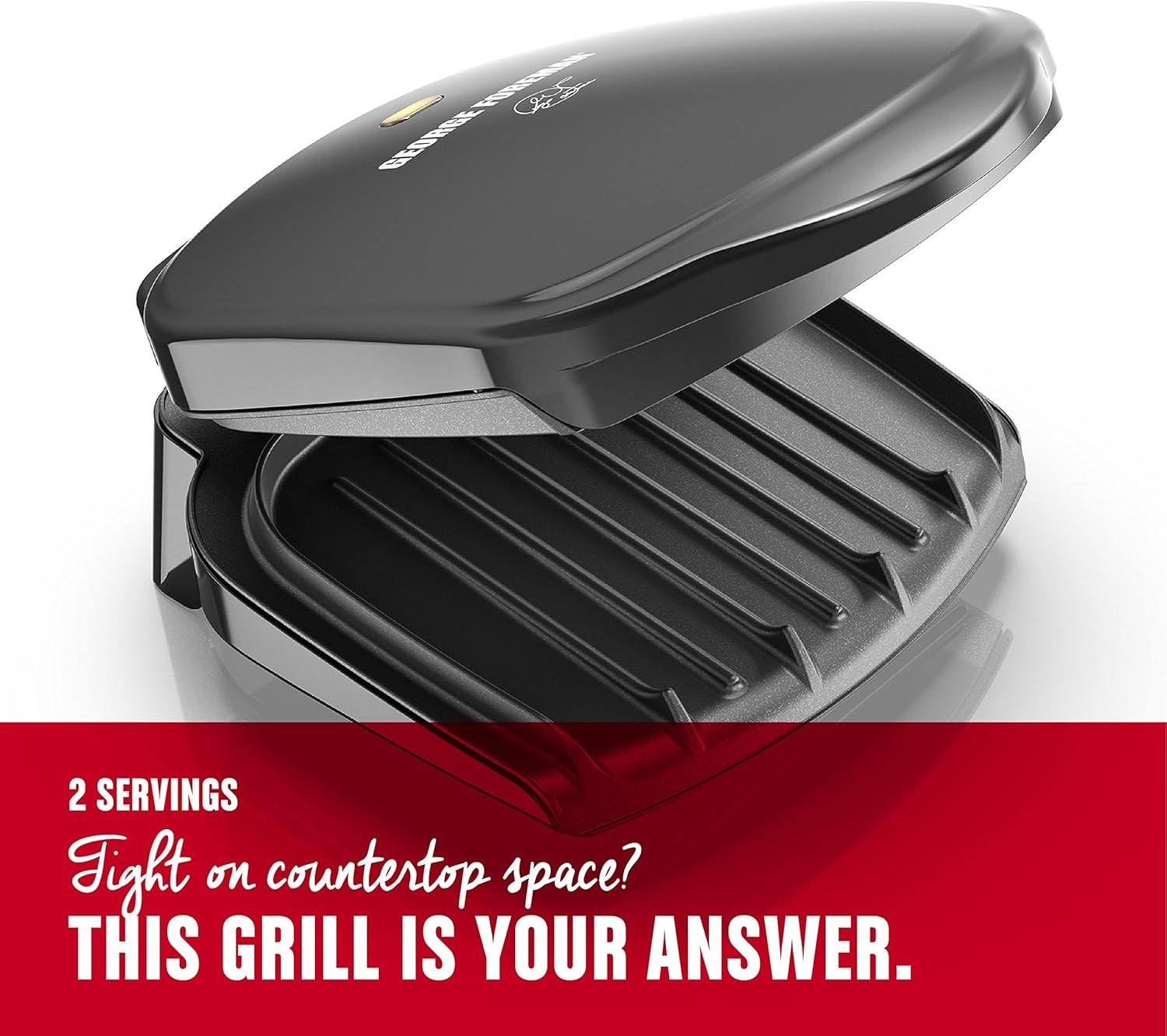 2-Serving Classic Plate Electric Indoor Grill and Panini Press, Black, Small Com