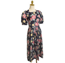 VTG LAURA ASHLEY Floral Tea Dress Midi Cottagecore Victorian Prairie Romantic 8