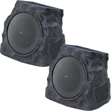 2-Pack Solar Powered Rock Speakers Outdoor Water-Resistant IP44 Rock Speaker wit
