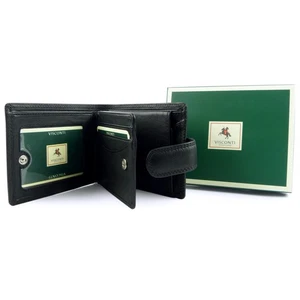 Mens Quality Leather Tabbed Wallet by Visconti; Heritage Collection Gift Boxed