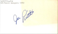 -Joe Lovitto- (d.2001) Signed/Autograph/Auto Index Card Texas Rangers MLB