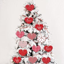 Yalikop 40 Pcs Valentines Day Tree Ornaments Wooden Heart Slices Embellishmen...
