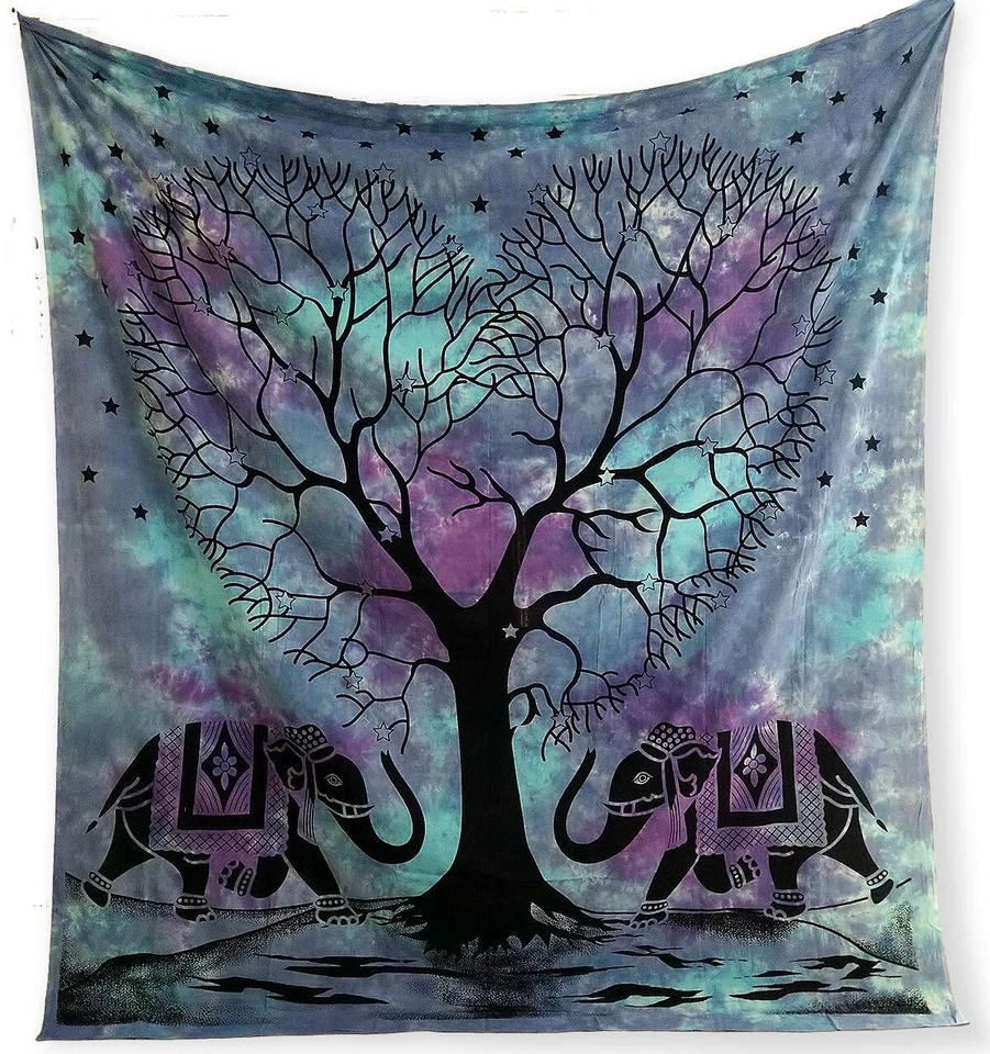 Tie Dye Elefante Tapiz Reina Bohemia Colcha Hippie Boho Hippy Sofá Tiro  Foto 4 de 4