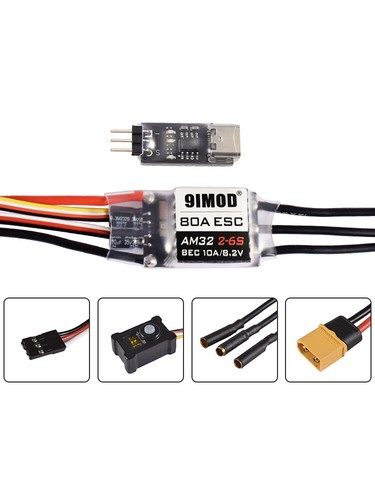 9IMOD AM32 80A Brushless BEC 5.2-8.2V for 1/8 1/10 RC Car Axial SCX10 TRX4 TRX6 - Picture 6 of 24