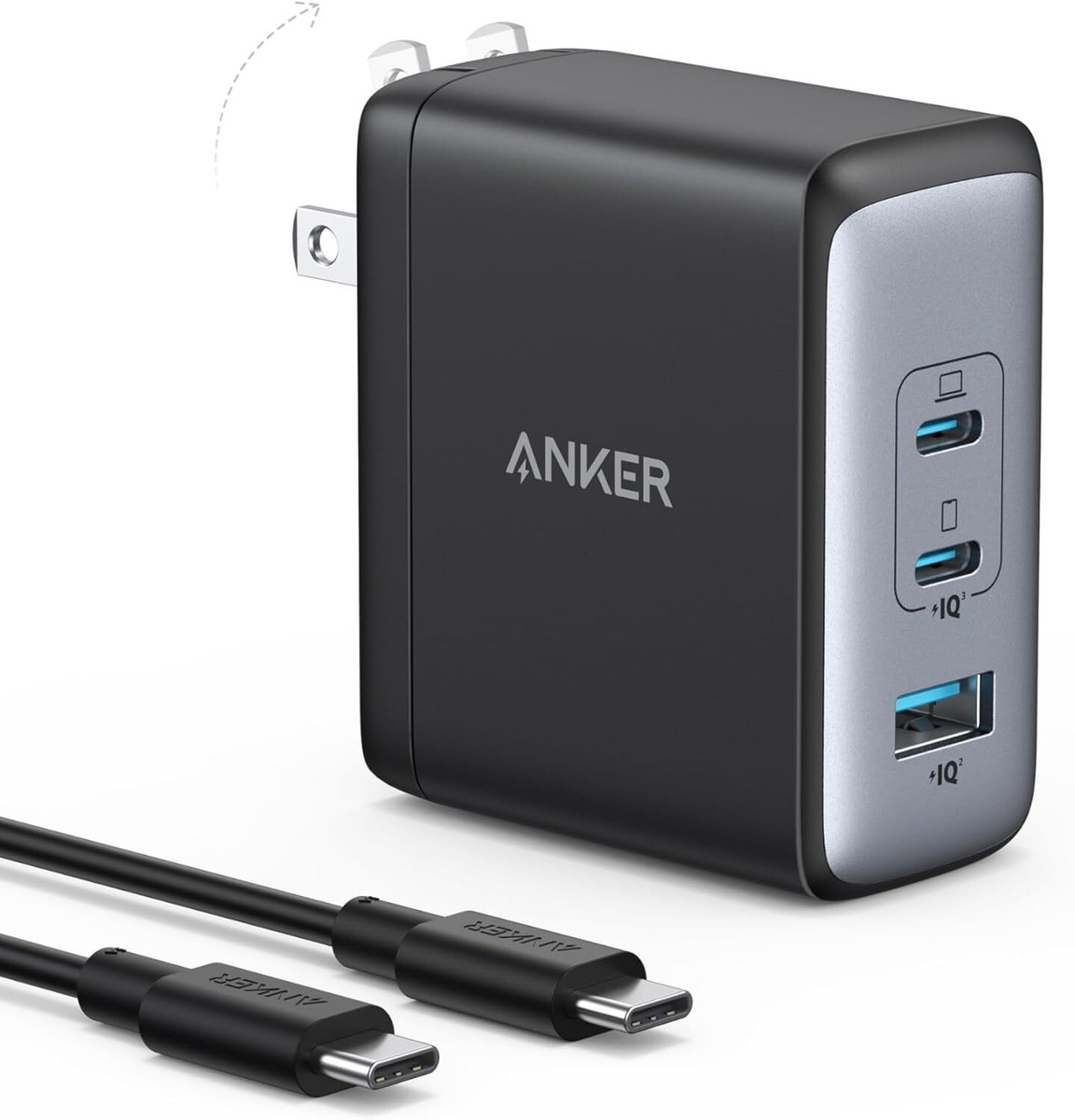 Anker Nano II 100W USB C Wall Charger 3-Port Adapter for MacBook