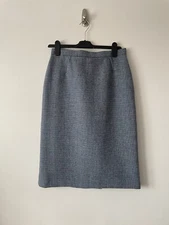 Vintage Trefriw Woollen Mills 100% Wool Tweed Blue/Brown Pencil Skirt Waist 29in