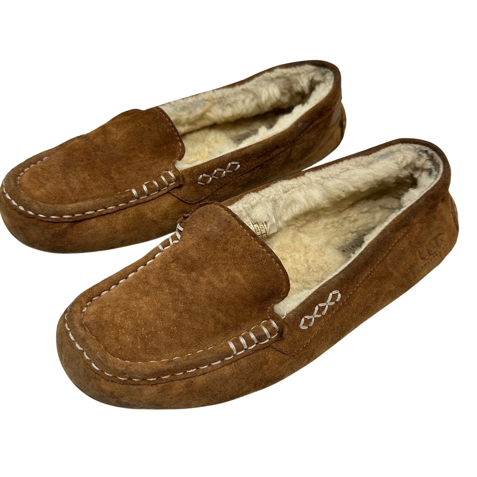 UGG Australia Ansley mocassino pantofole comodi mocassini scamosciati scarpe marrone taglia 6