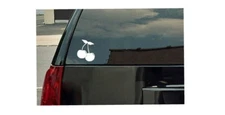 Two Cherries Vinyl Decal - White Window Sticker 4"