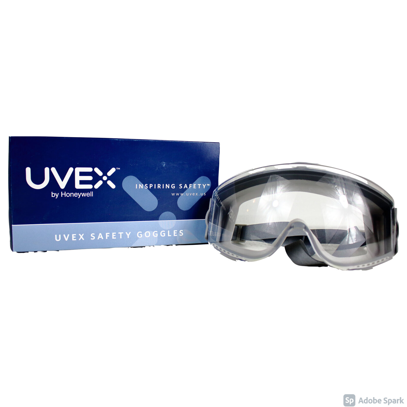 UVEX Stealth Safety Goggles Vent Clear Uvextreme AntiFog Lens, Gray