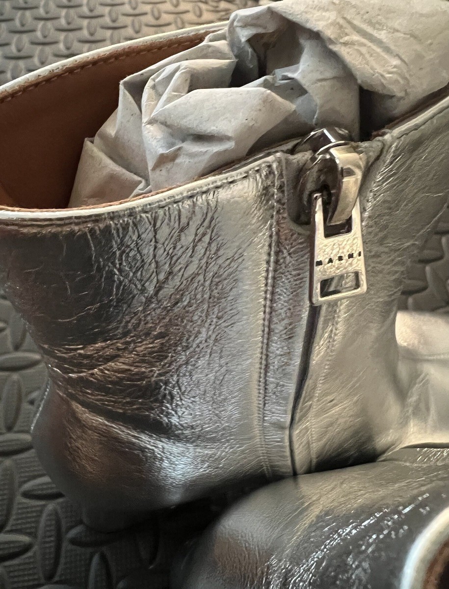 Marni Leather Ankle Boots Metallic Silver Size 36 | eBay