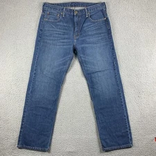 Levis Jeans Men 36x34 (Fits 36x32) Blue 569 Loose Fit Straight Dark Wash
