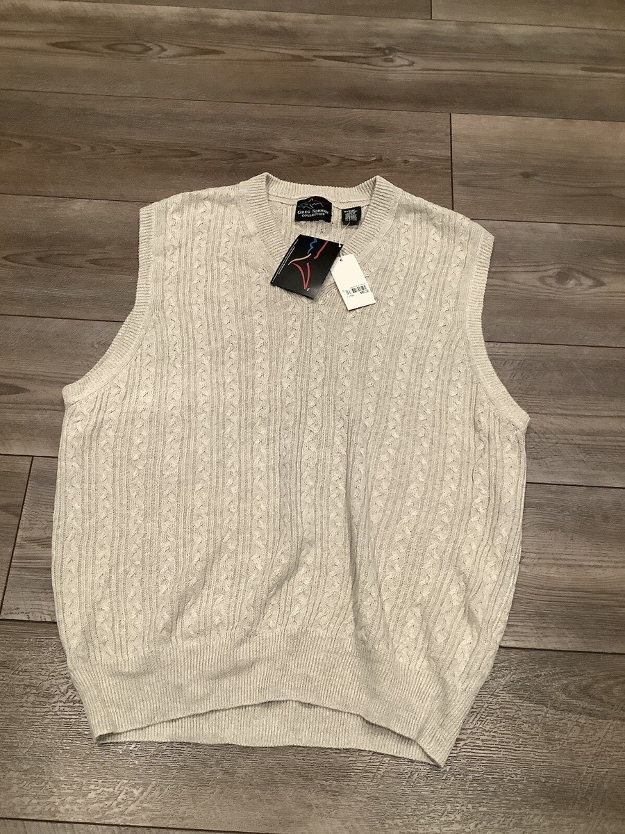 Men's NWT GREG NORMAN MEDIUM BEIGE CABLE KNIT SWEATER VEST