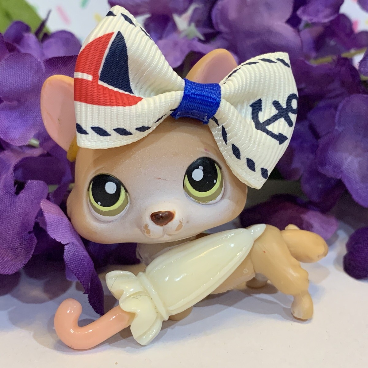 Littlest Pet Shop Lps Authentic 183 Dog Corgi Tan White Green Eyes