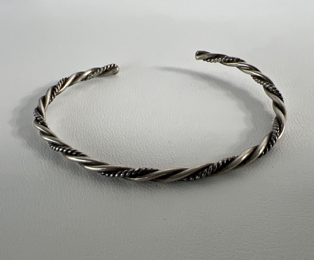 Vintage Sterling Silver Navajo Rope Twist Thin Cuff Bracelet | eBay