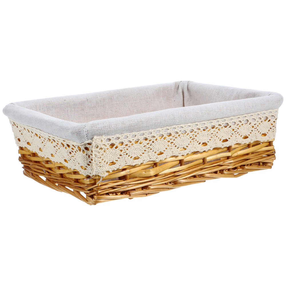 Multipurpose Rectangular Wicker Storage Basket with Removable Washable Liner