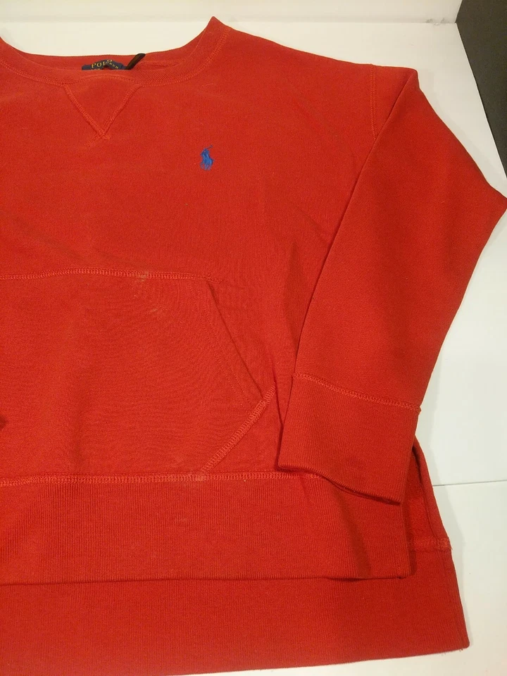 Ralph Lauren Polo Manga Larga 100% Algodón Pequeño Pullover Sudadera ROJO Foto 4 de 4