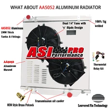 2 Row Radiator Shroud Fan fits 03-07 Ford F250 F350 F450 Super Duty Excursion AT