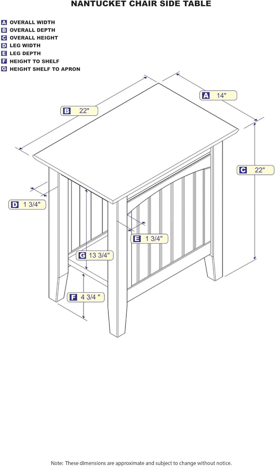 Atlantic Furniture Nantucket Chair Side Table, Driftwood, chair side