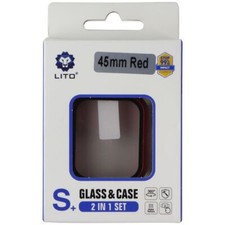 Lito S Glass  Case 2 in 1 Set for Apple Watch Series 7 45mm - Red