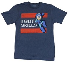 Megamen Mega Men Capcom Mens T-Shirt - "I Got Skills" Battle Posed Mega Image