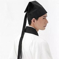 Chinese Scholar Teacher Hat Hanfu Black Headdress Adult Men Boy Children Cap