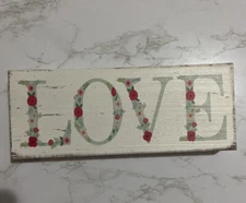 Quill To Paper By Sixtrees Wood Sign Floral Love Distressed 10 X 4 X 1 & 1/2”