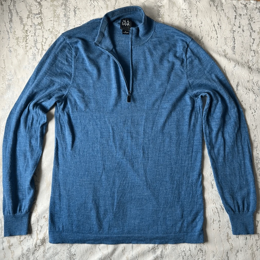 Jos A Bank 100% Merino Wool 1/4 zip pullover sweater