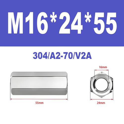 Langmuttern Gewindemuffen Niro M2-M24 Edelstahl A2 V2A DIN 6334 Außensechskant - Bild 131 von 155