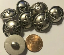 8 Domed Brushed Silver Tone Plastic Shank Floral Buttons 13/16" 21mm 5610