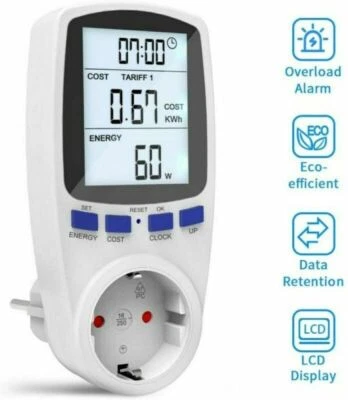 SALANGAE Strommessgerät Stromverbrauchzähler Energiekostenmessgerät Stromkosten Messgerät