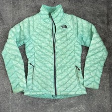 Women's The North Face TNF Thermoball Teal Blue Zip Up Light Puffer Jacket Sz XS
