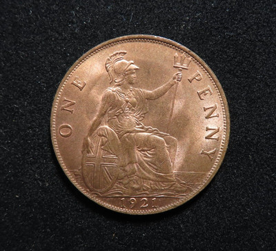 Großbritannien King George V Bronze Penny 1921, glänzend hochwertig