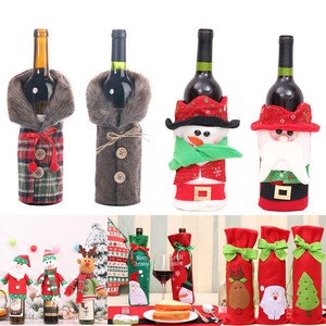 Red Wine Bottle Cover Snowman Christmas Home Decorations For