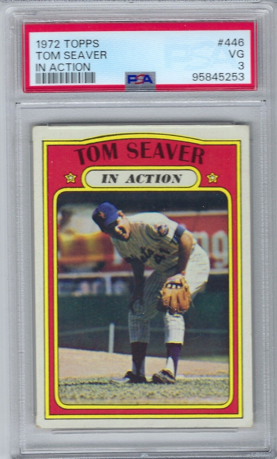 1972 Topps #446 PSA VG 3 New York Mets TOM SEAVER In Action (JBC1368)