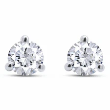 1 Ct Round Diamond Solitaire Stud Earrings 14K White Gold Lab Grown
