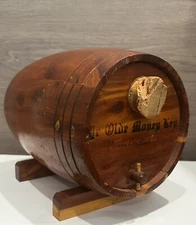 "Ye Olde Money Keg" Wooden Coin Bank Panama City Beach Florida  Brown With Cork 