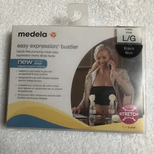 Medela Easy Expression Bustier Hands Free Pumping Bra New Black Large 38 40 44