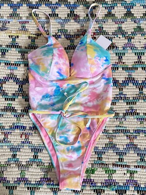 Swimsuits For All Camille Kostek The Sydney Plunge Monokini Tie Die Size L NWT