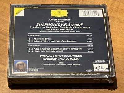 Bruckner Symphony No.8 HERBERT VON KARAJAN Original DGG 2CD BOX