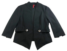 Love Scarlett Womens Blazer Sz M Black Stretch Open Front 3/4 Sleeves