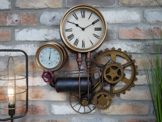 Industrial Pipe Wall Clock Vintage Warehouse Style Pipe Fittings Retro Design - Image 4 of 4