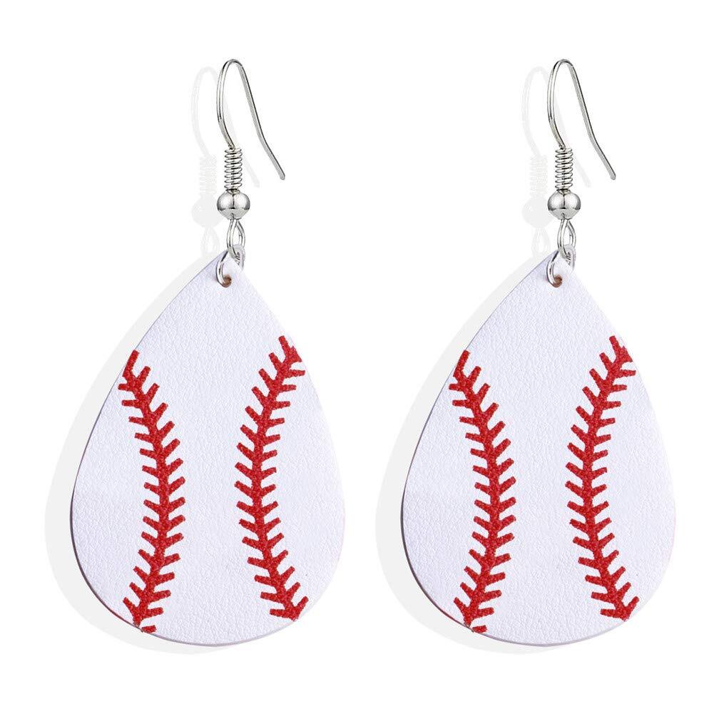 Summer Love Faux Leather Teardrop Earrings for Women’s Baseball Basketball Volleyball Style